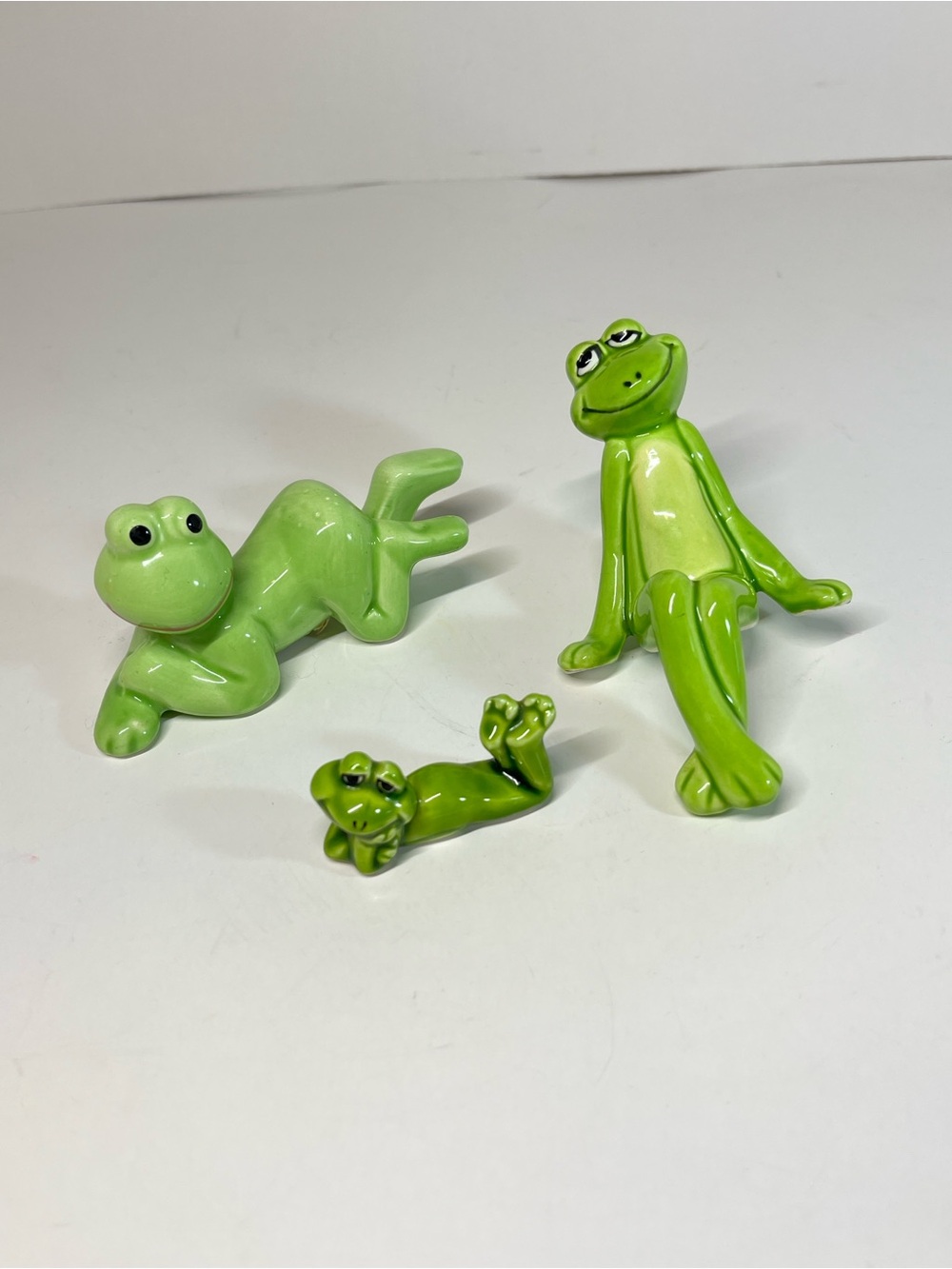 Vintage Frog Lot Shelf Desk Sitting Laying Down Figurine Whimsical Cottagecore